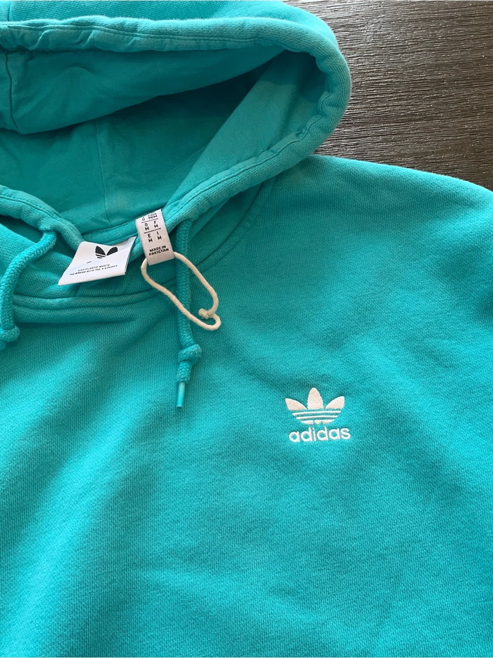adidas Teal Women's Pullover Hoodie with Trefoil